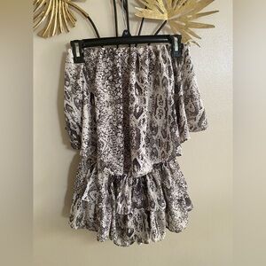 Mustard Seed Snake Print Mini Skirt - Black and White